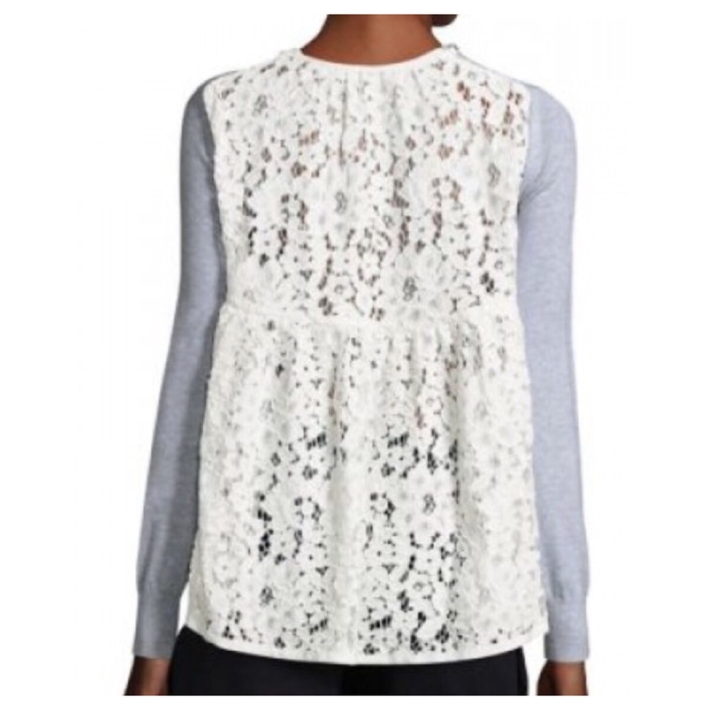 Sacai Floral Lace Back Cashmere Cardigan Sz Small